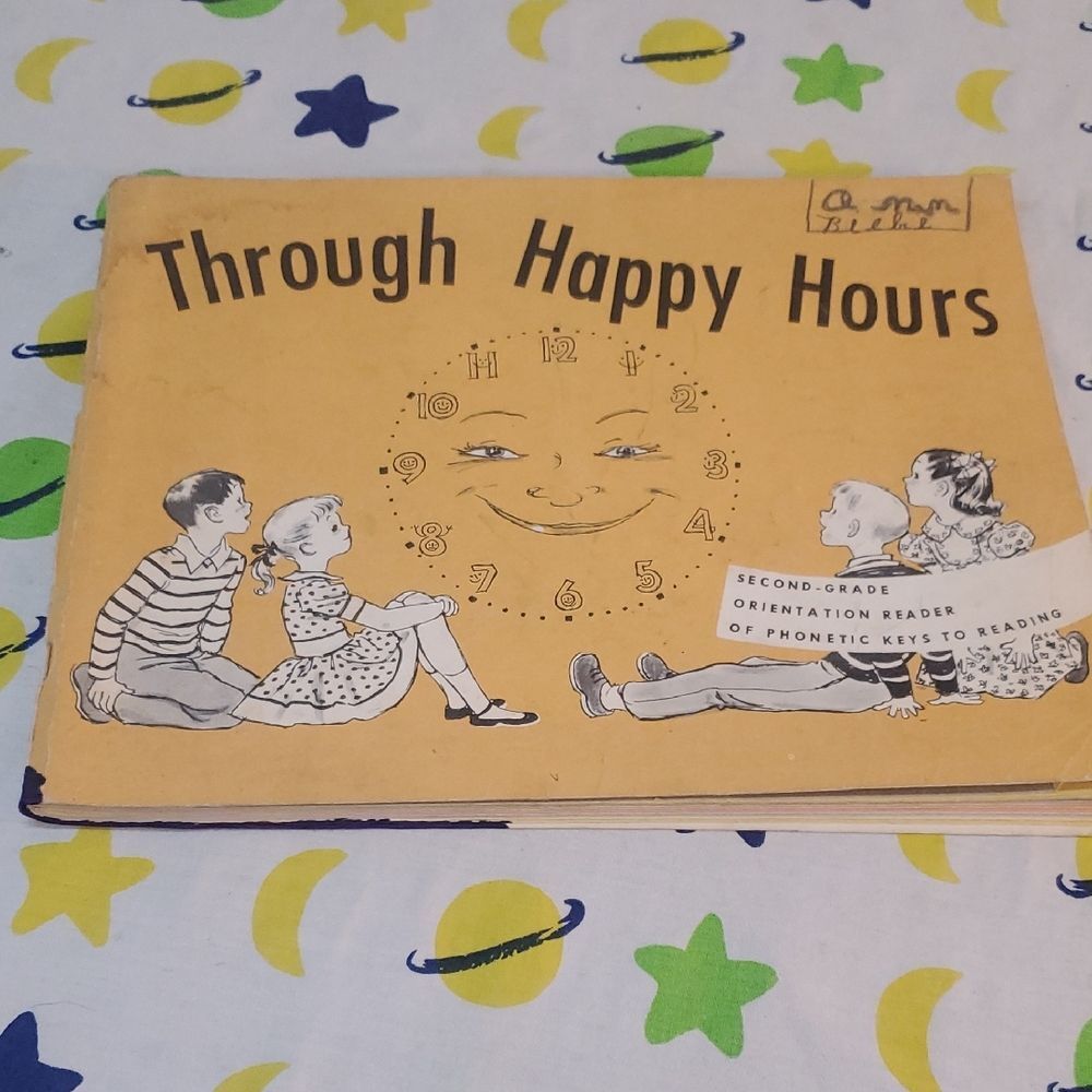Vintage 1956 'Through Happy Hours' Children's Work Book